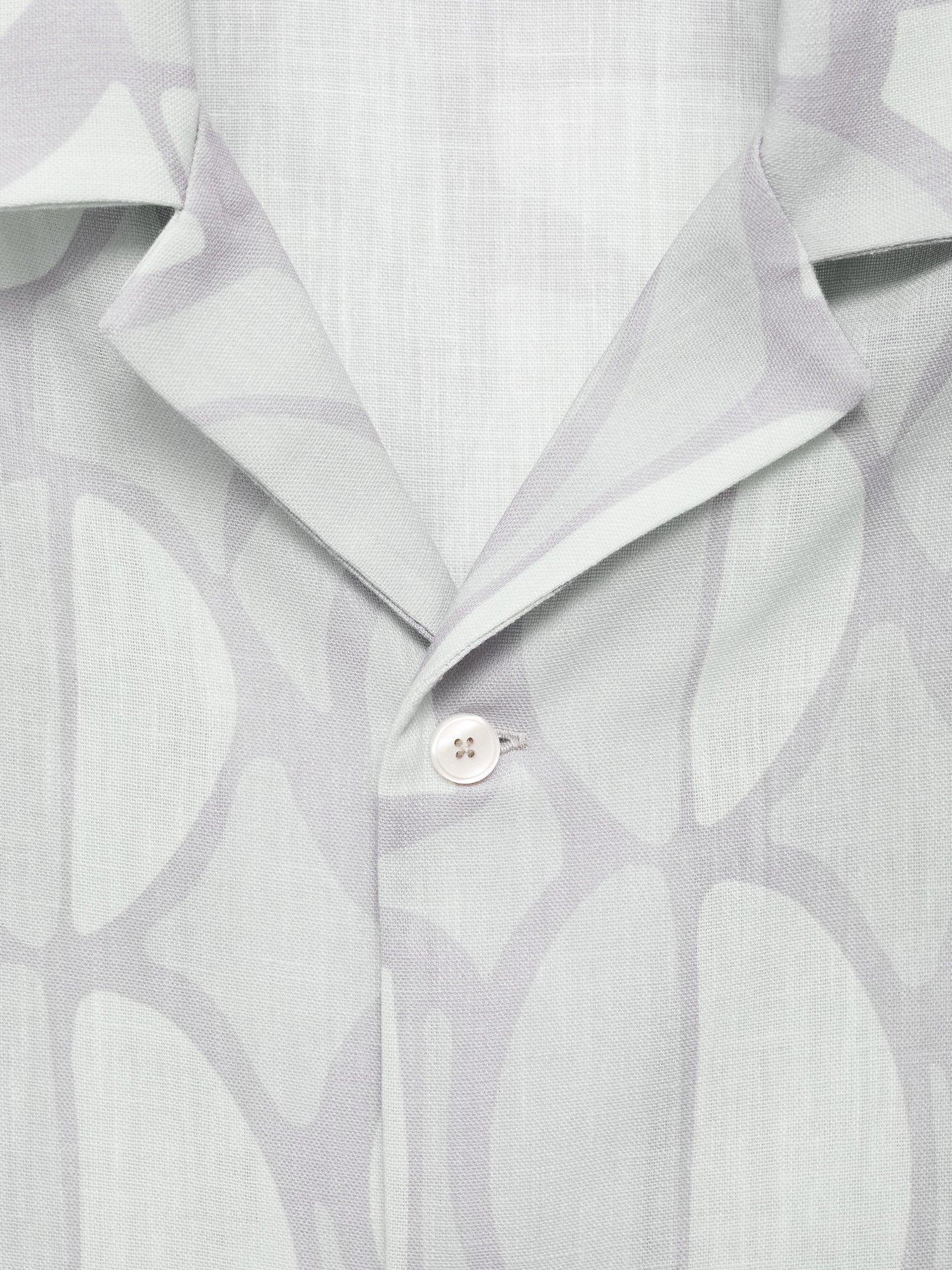 Product image 8 of 8, which shows Mango Bergurv Abstract Print Short Sleeve Collar Shirt, Blue/Multi, S