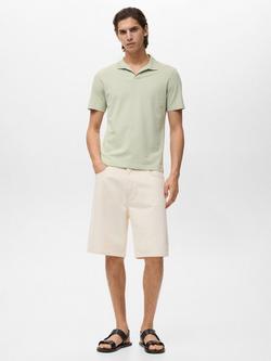 Mango Taga Cotton Blend Regular Fit Short Sleeve Polo Shirt - view 2, Green