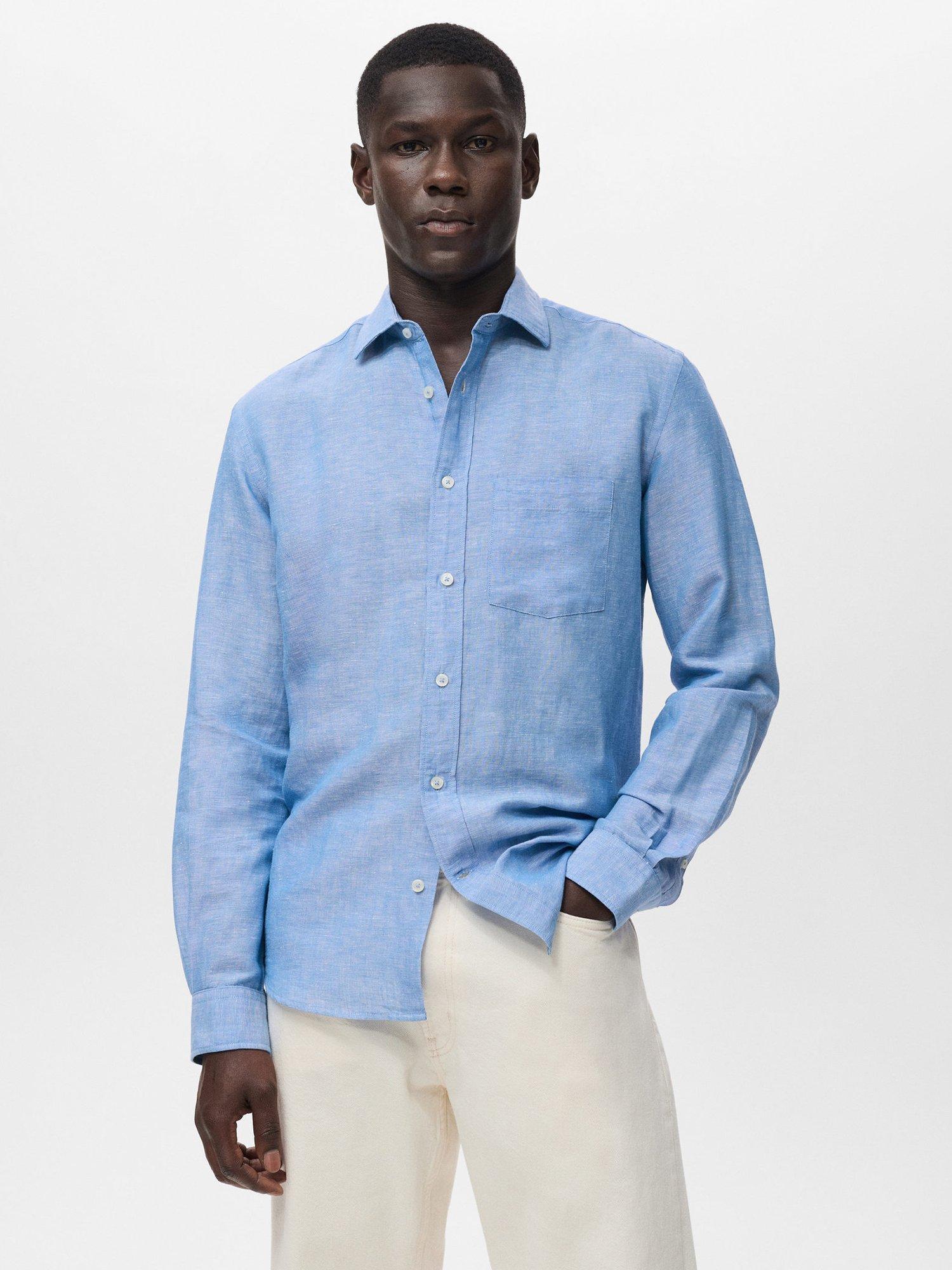 Mango Avispa Long Sleeve Linen Blend Shirt