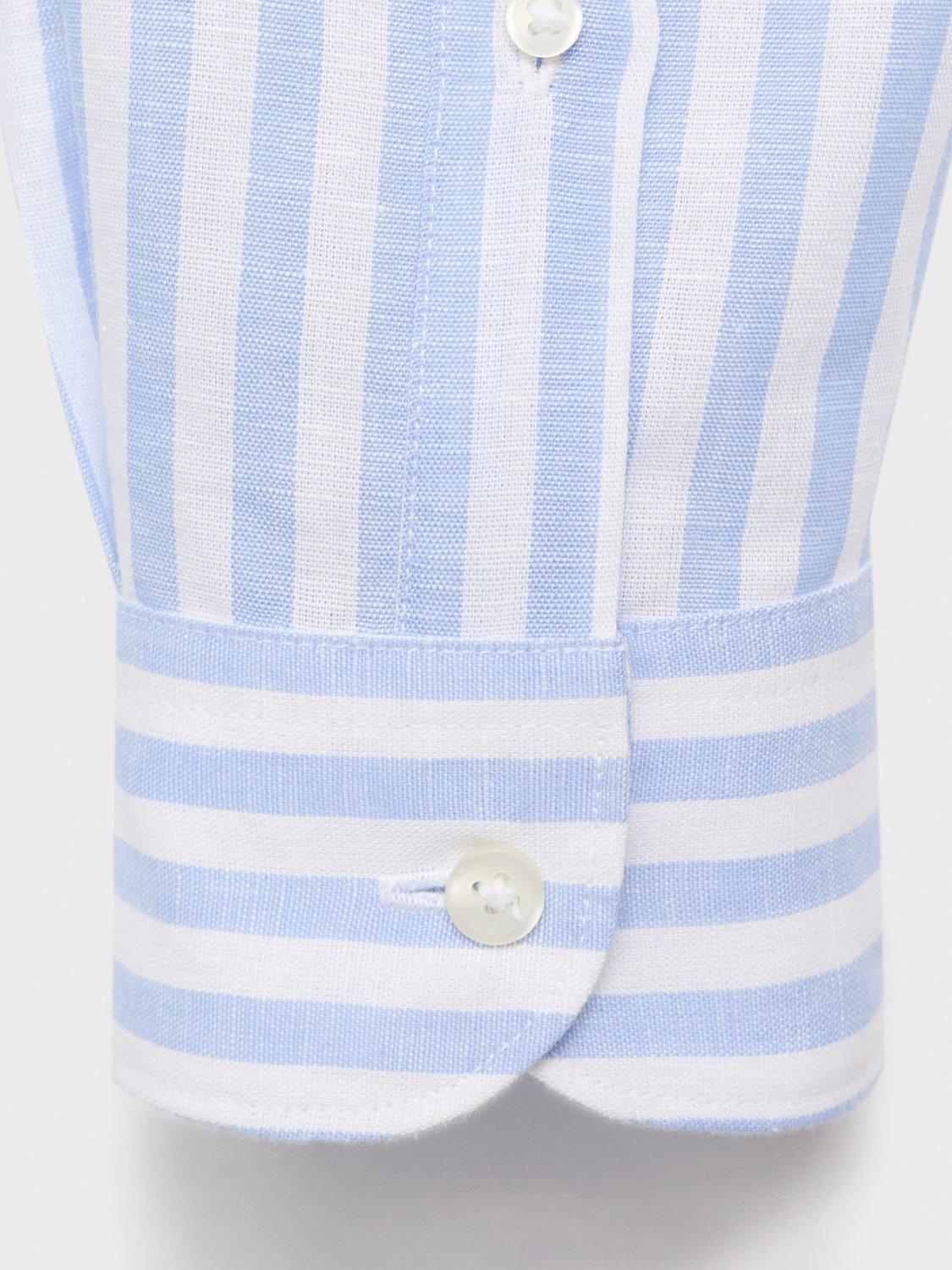 Product image 5 of 8, which shows Mango Elda Stripe Linen Cotton Blend Shirt, Blue/White, XS