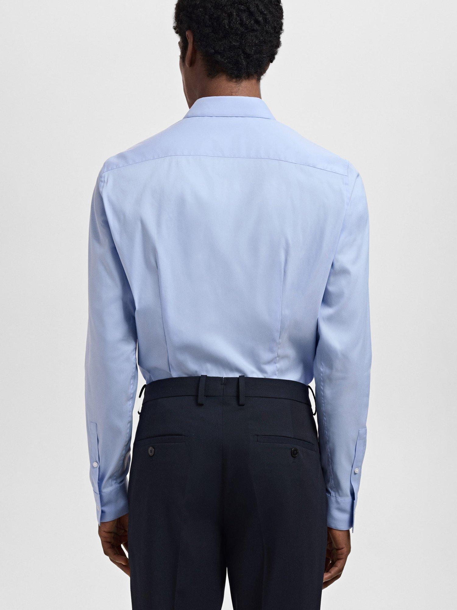 Product image 4 of 8, which shows Mango Emotion Cotton Blend Shirt, Pastel Blue, XL