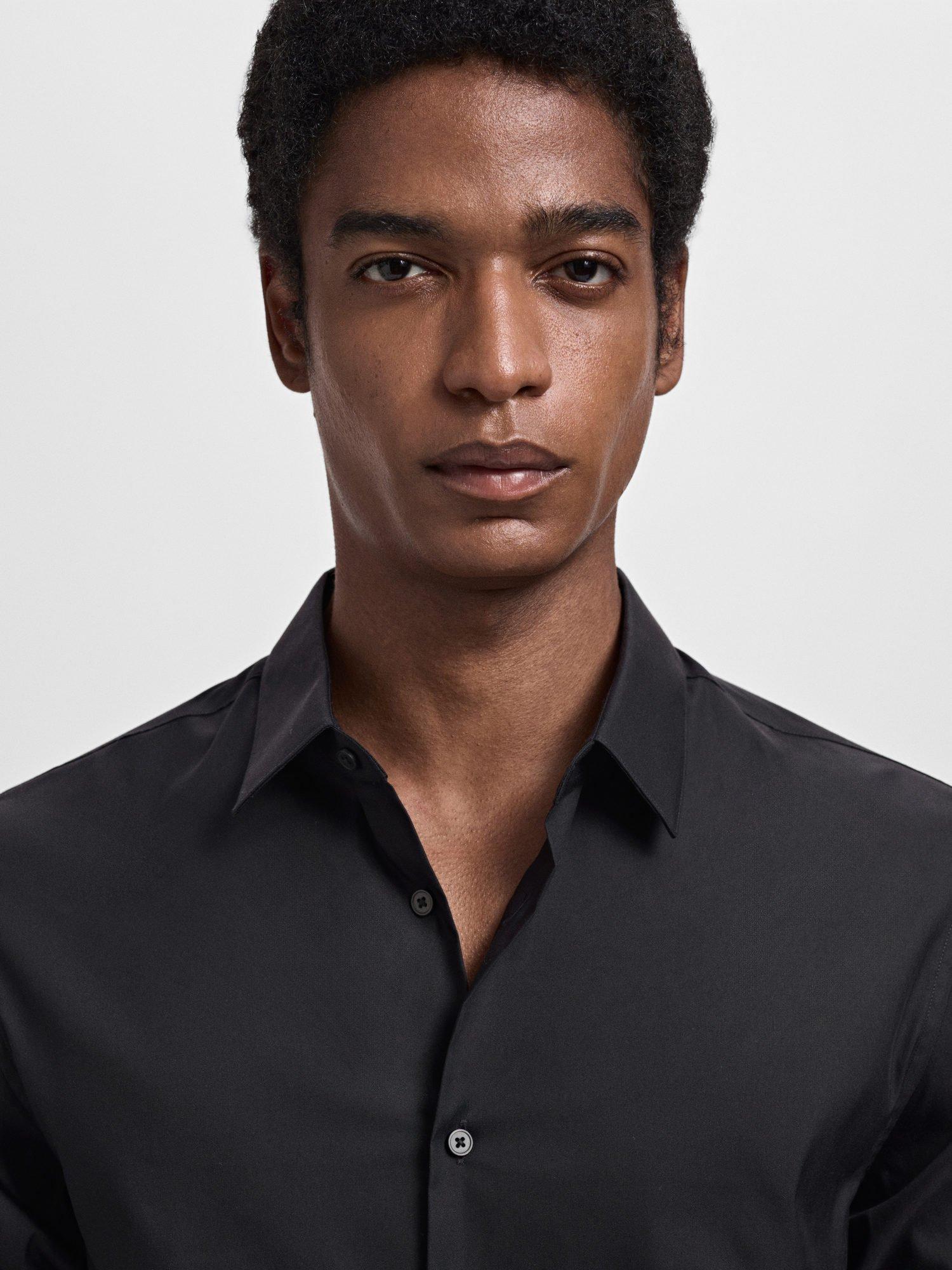 Product image 6 of 8, which shows Mango Emotion Cotton Blend Shirt, Black, L