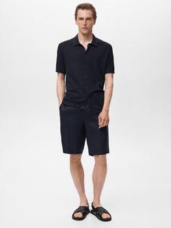 Mango Flew Button Down Short Sleeve Shirt - view 2, Navy