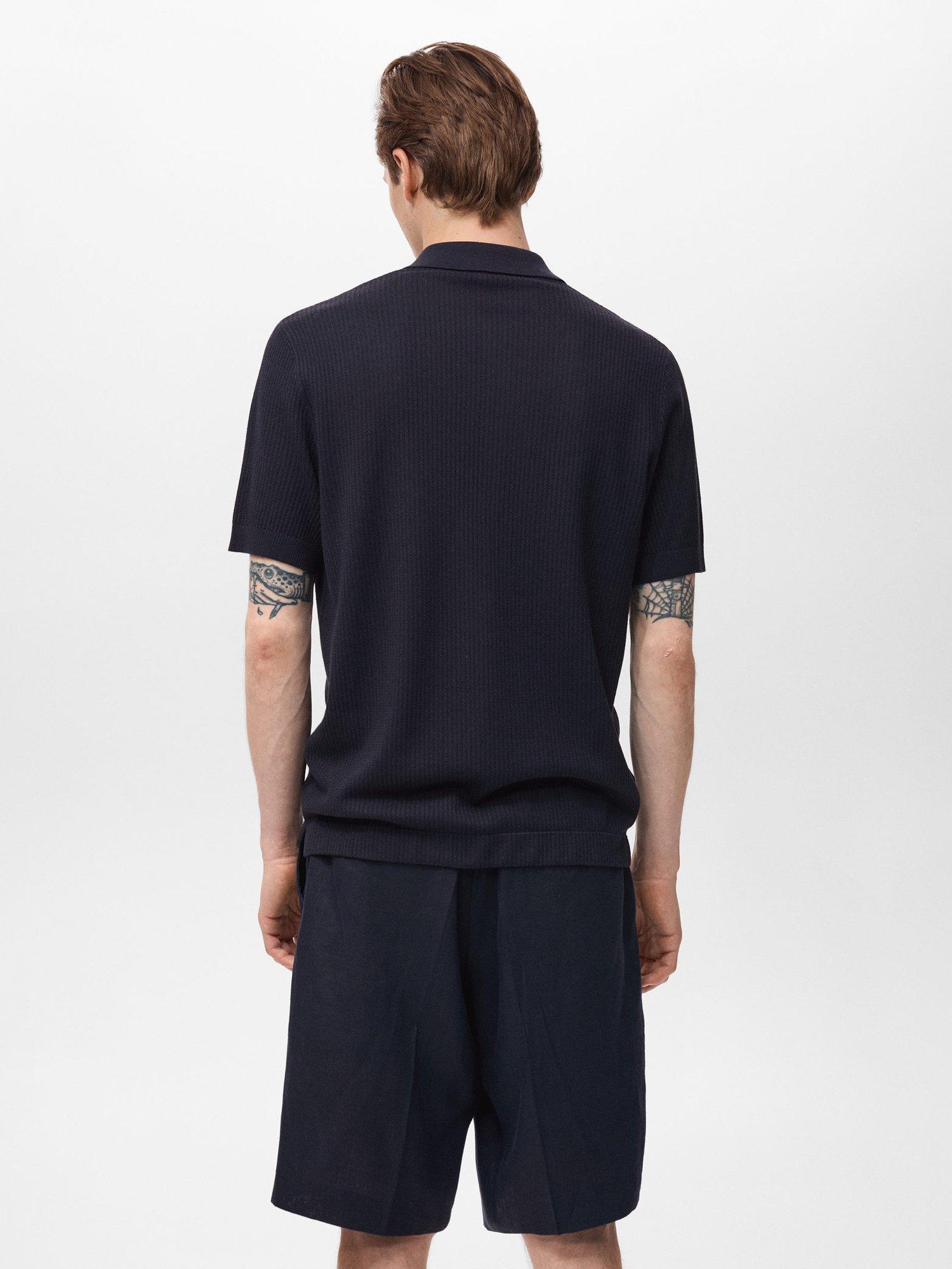 Product image 4 of 8, which shows Mango Flew Button Down Short Sleeve Shirt, Navy, L