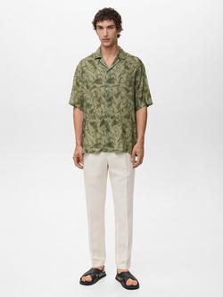Mango Enrico Geometric Print Shirt - view 2, Dark Green