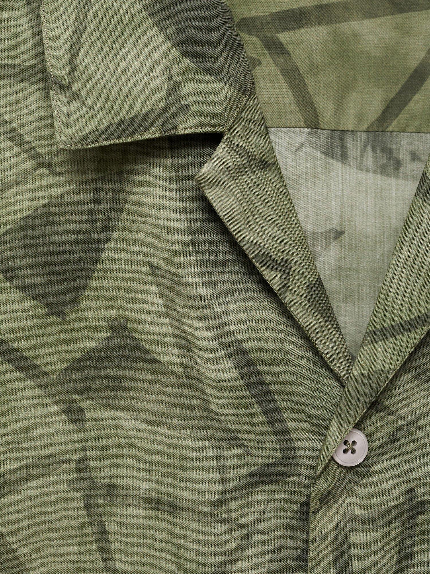 Product image 8 of 8, which shows Mango Enrico Geometric Print Shirt, Dark Green, L