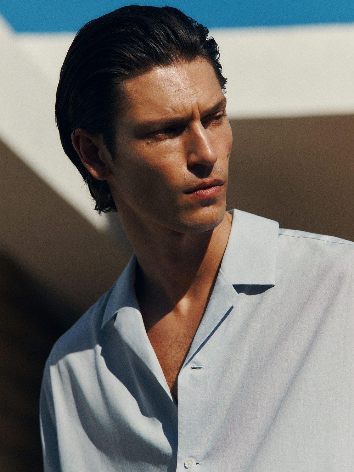 Product image 8 of 9, which shows Mango Luca Short Sleeve Shirt, Pastel Blue, XS