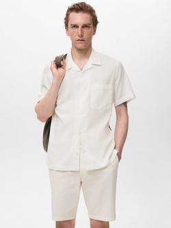 Mango Muzza Button Down Short Sleeve Cotton Shirt, White
