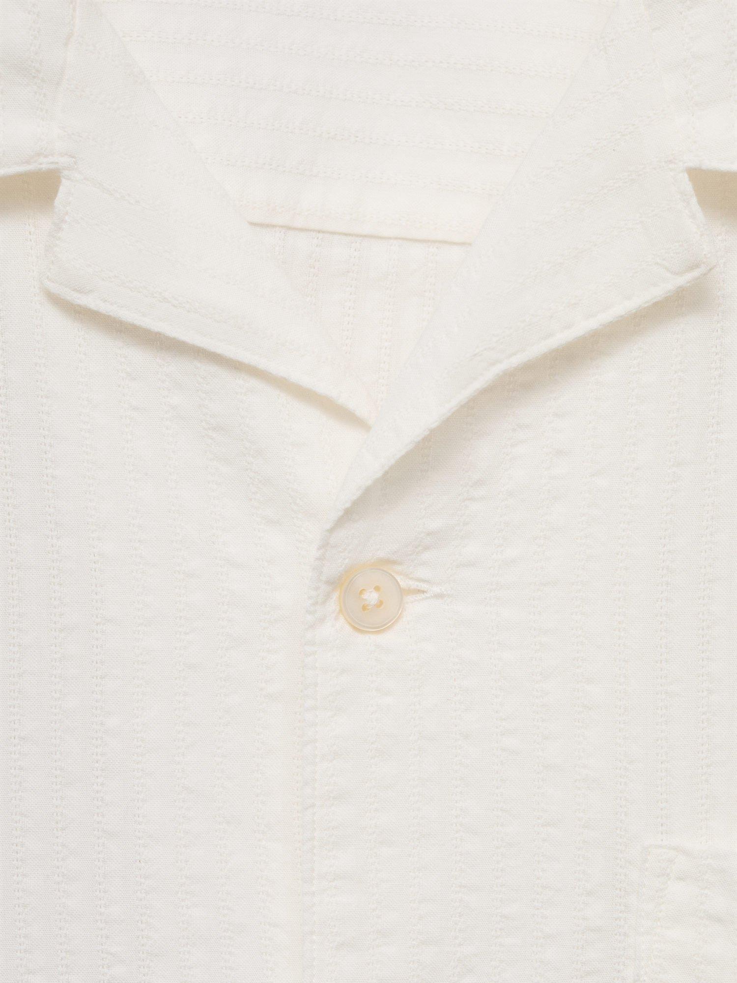 Product image 8 of 8, which shows Mango Muzza Button Down Short Sleeve Cotton Shirt, White, L