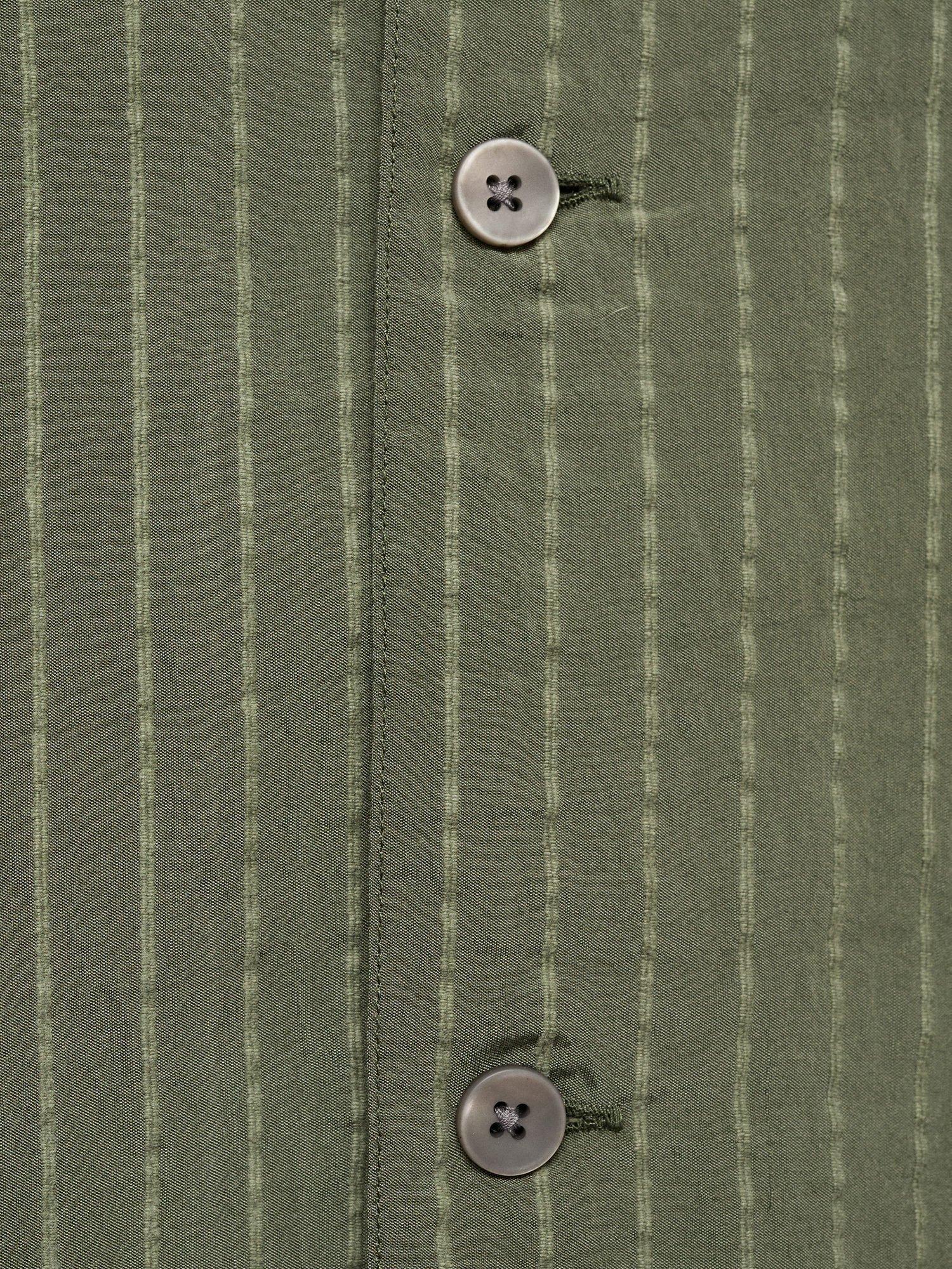 Product image 5 of 9, which shows Mango Pireo Stripe Button Down Short Sleeve Shirt, Dark Green, S