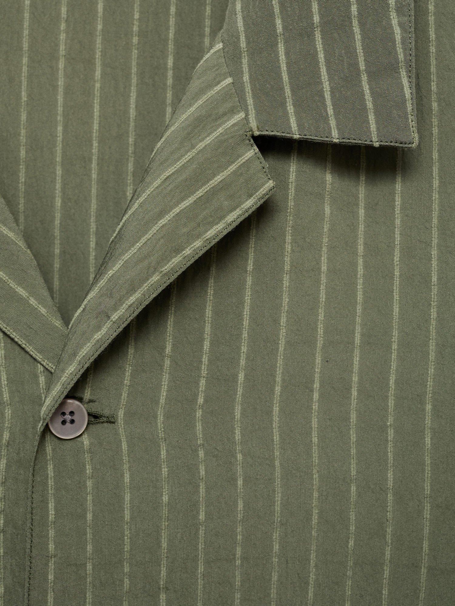 Product image 9 of 9, which shows Mango Pireo Stripe Button Down Short Sleeve Shirt, Dark Green, S