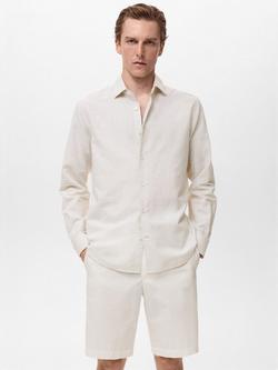 Mango Rub Cotton Linen Blend Shirt, Natural White