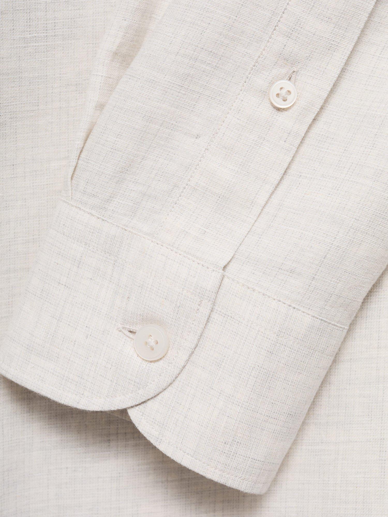Product image 5 of 8, which shows Mango Rub Cotton Linen Blend Shirt, Natural White, L