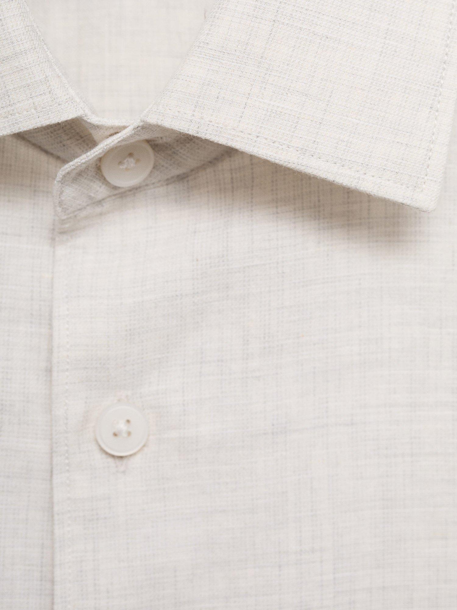 Product image 8 of 8, which shows Mango Rub Cotton Linen Blend Shirt, Natural White, L