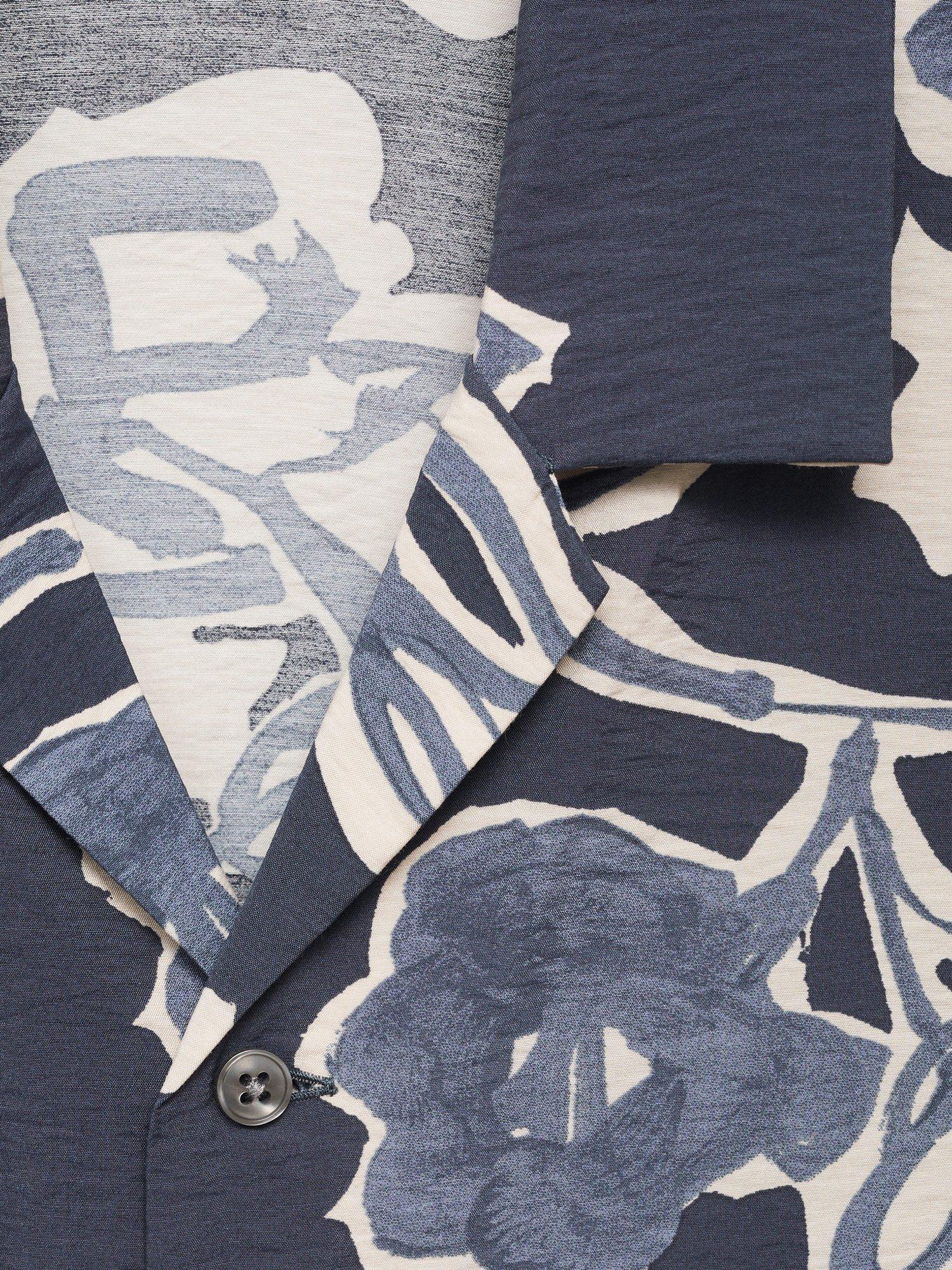 Product image 9 of 9, which shows Mango Scorcio Floral Print Button Down Short Sleeve Shirt, Navy, S