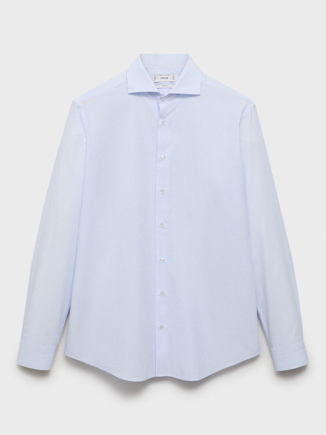 Product image 3 of 8, which shows Mango Selva Stripe Cotton Shirt, Medium Blue, L