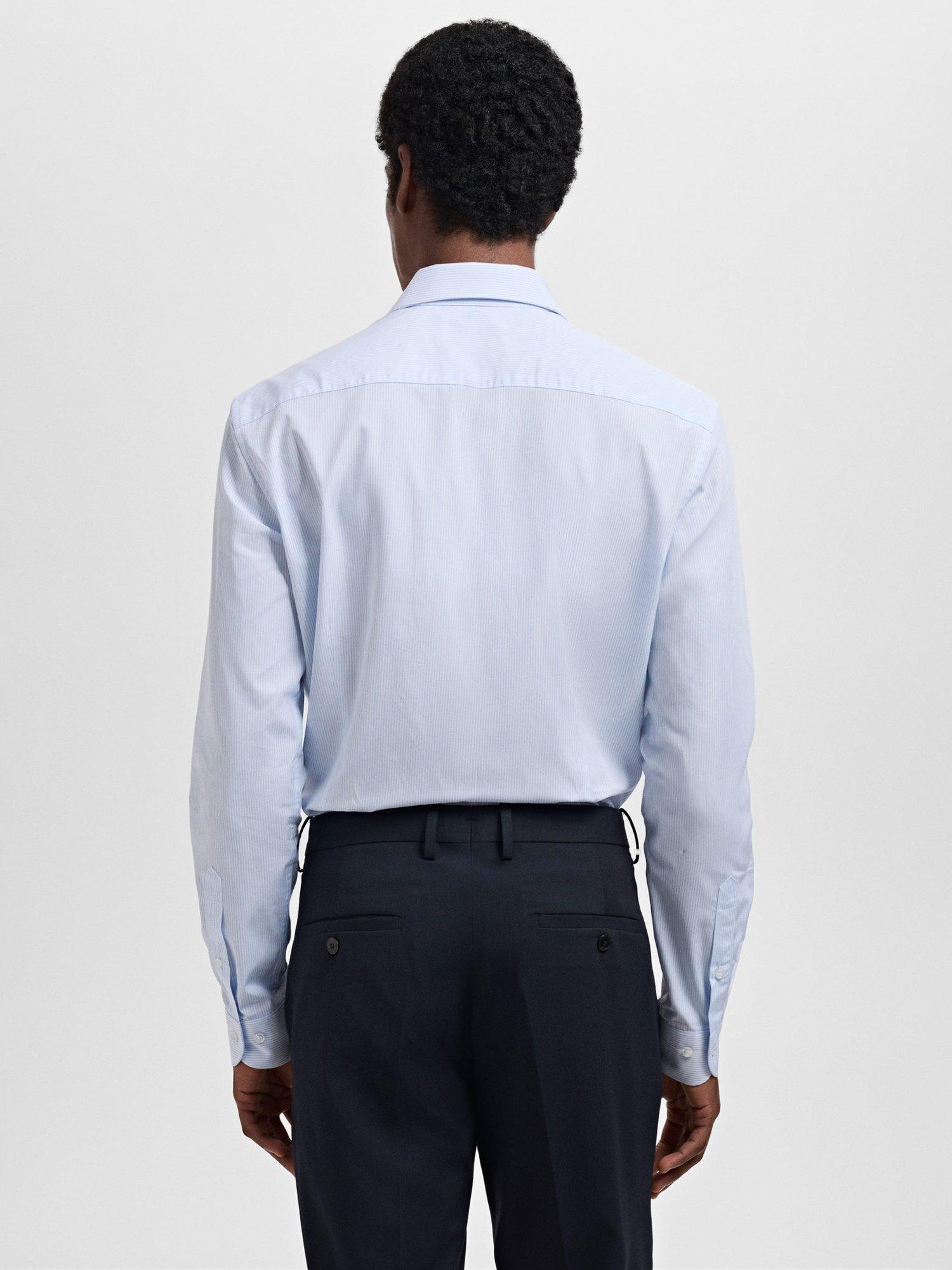 Product image 4 of 8, which shows Mango Selva Stripe Cotton Shirt, Medium Blue, L