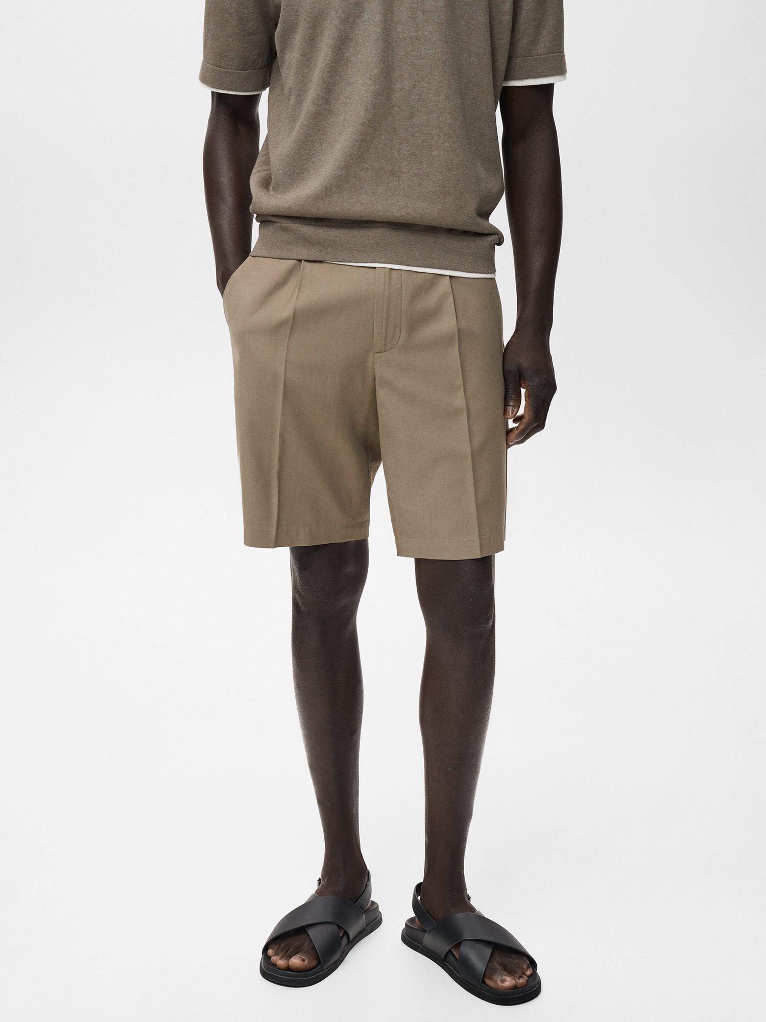 Product image 1 of 8, which shows Mango Bennio Linen Shorts, Dark Brown, 30