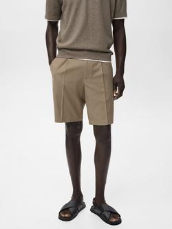 Mango Bennio Linen Shorts, Dark Brown