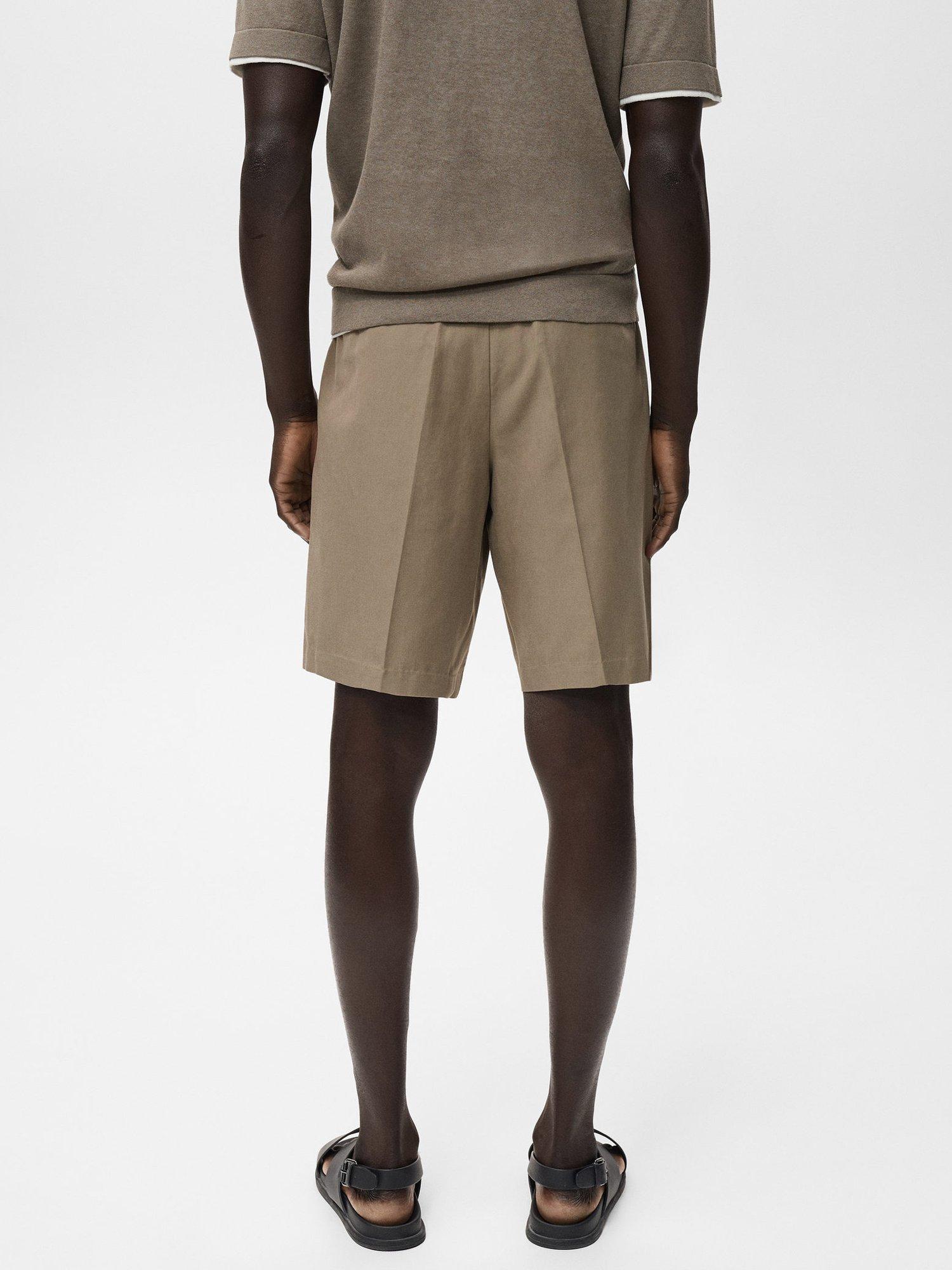 Product image 4 of 8, which shows Mango Bennio Linen Shorts, Dark Brown, 30