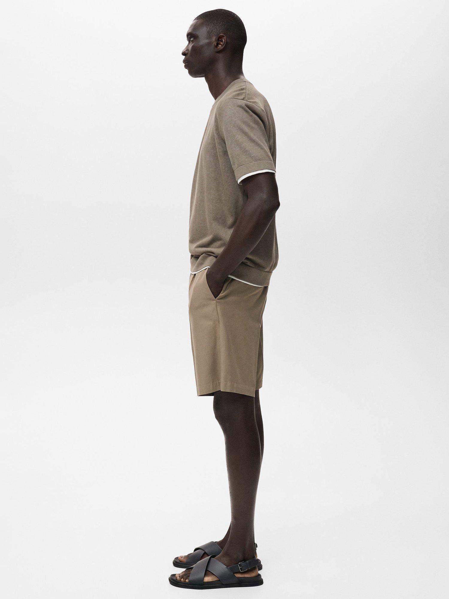 Product image 7 of 8, which shows Mango Bennio Linen Shorts, Dark Brown, 30