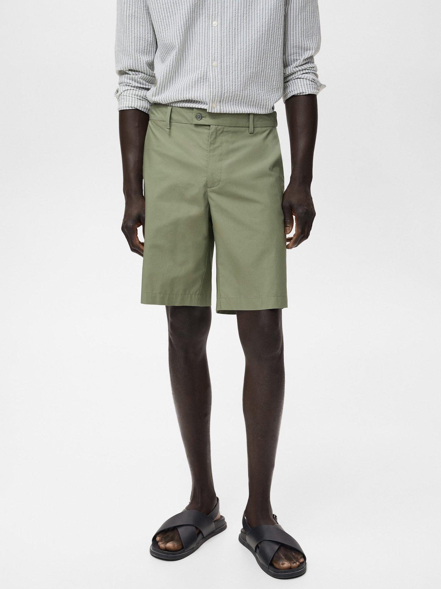 Product image 1 of 8, which shows Mango Bon Cotton Shorts, Green, 32