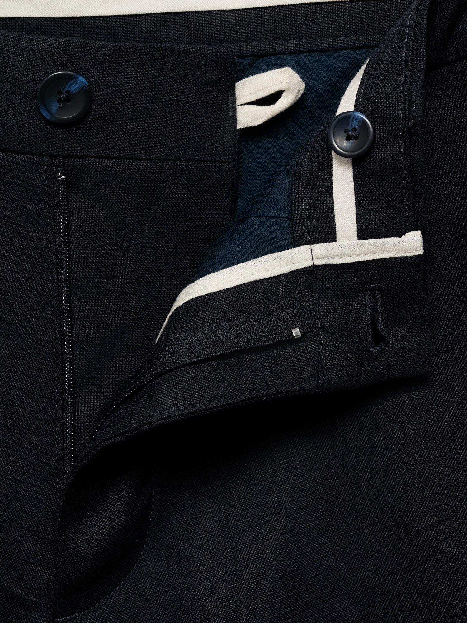 Product image 8 of 8, which shows Mango Carp Linen Shorts, Navy, 29