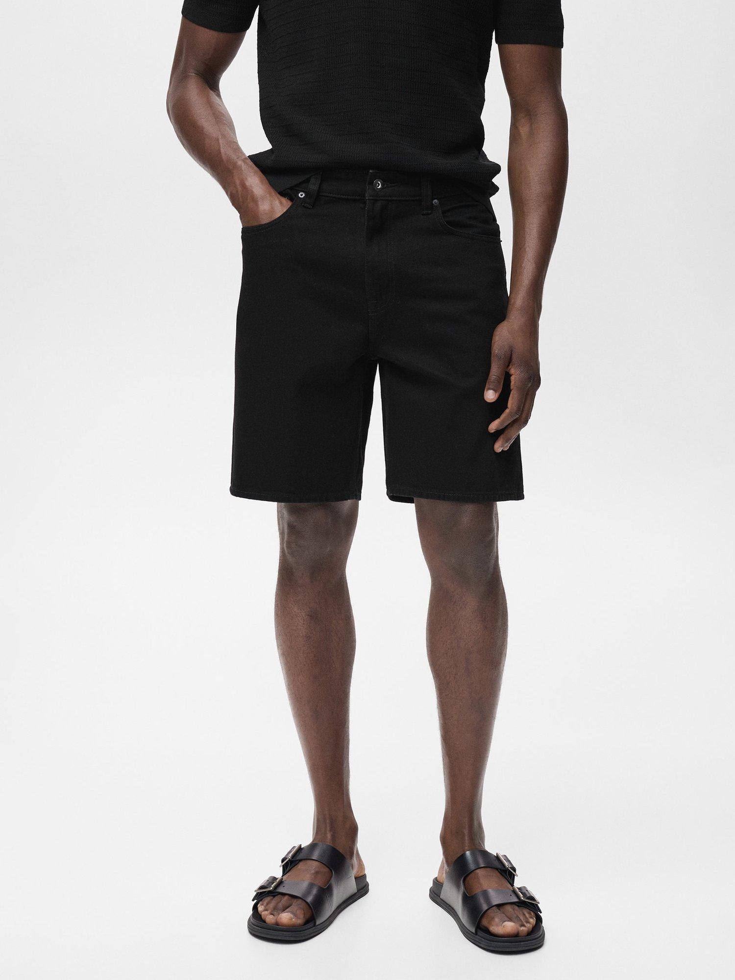 Product image 1 of 8, which shows Mango Jarod Cotton Denim Shorts, Black, 30