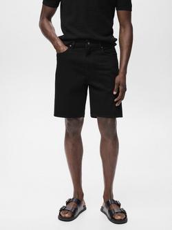 Mango Jarod Cotton Denim Shorts, Black