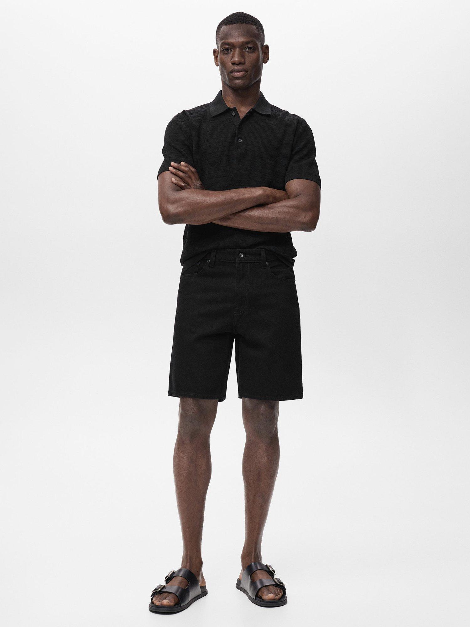 Product image 2 of 8, which shows Mango Jarod Cotton Denim Shorts, Black, 30