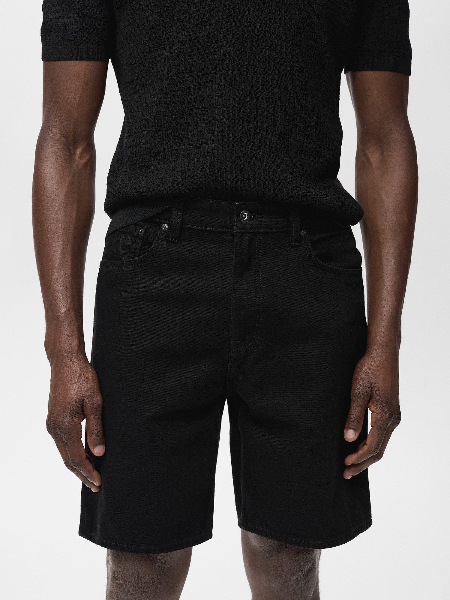 Product image 6 of 8, which shows Mango Jarod Cotton Denim Shorts, Black, 30