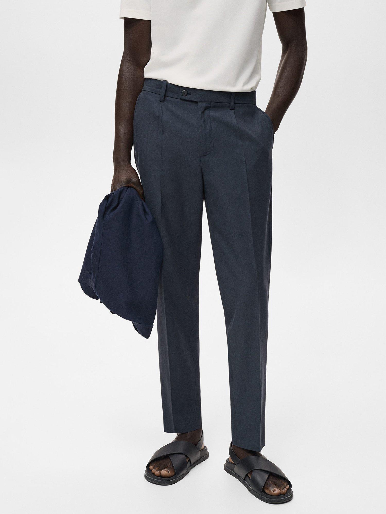 Product image 1 of 8, which shows Mango Ennio Tapered Trousers, Navy, 30