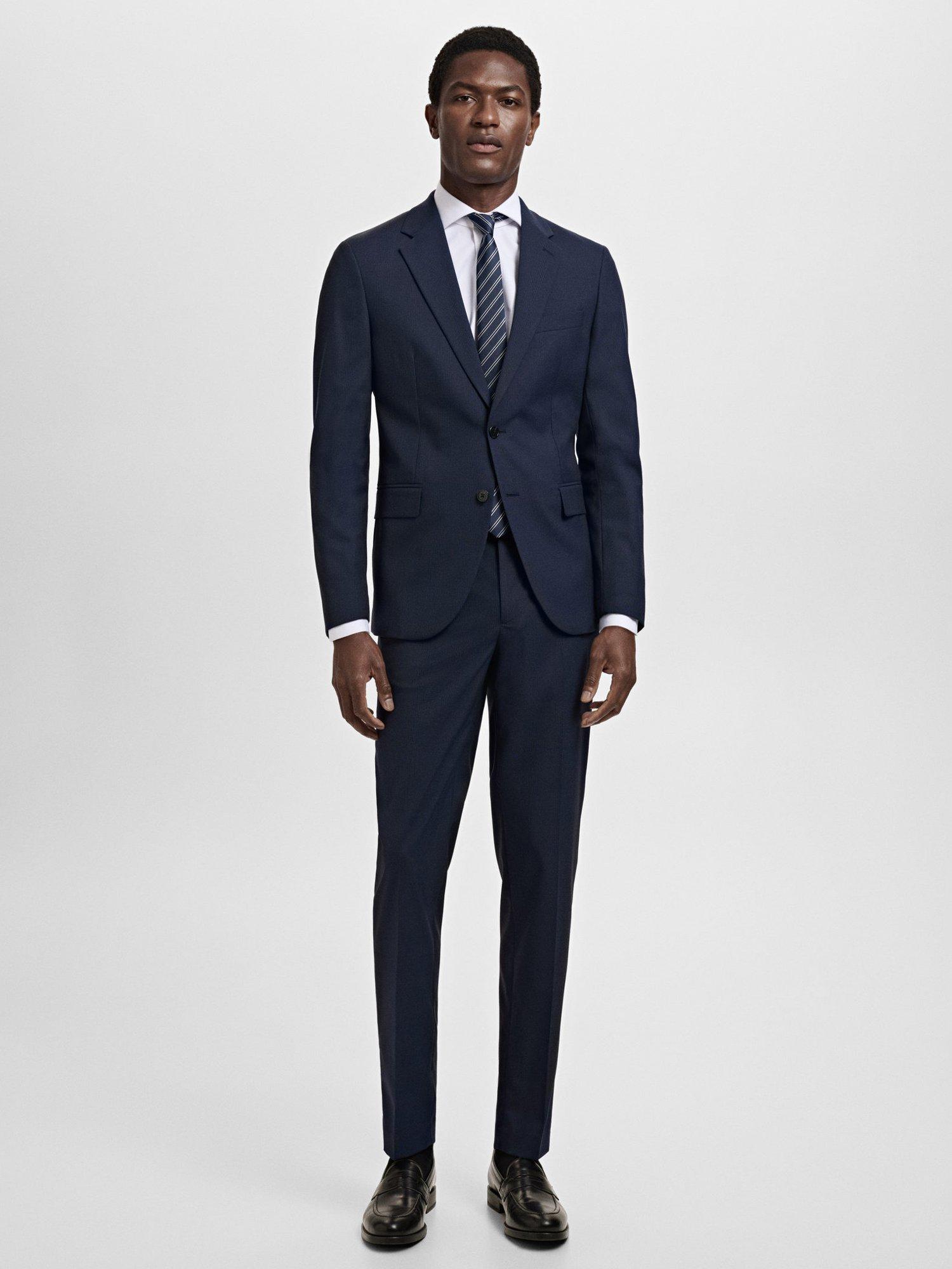 Product image 2 of 8, which shows Mango Milan Tailored Trousers, Navy, 29