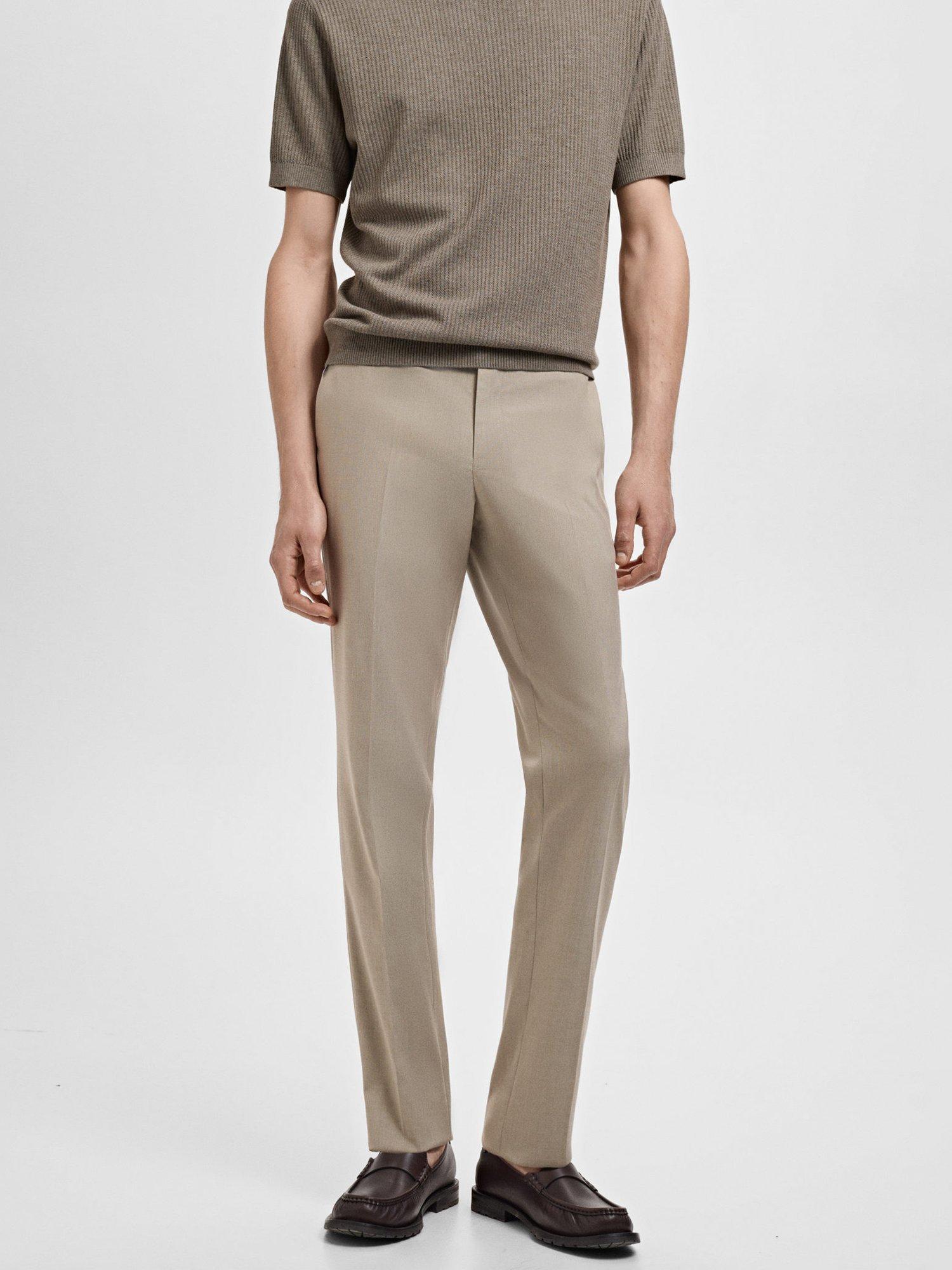 Product image 1 of 8, which shows Mango Slim Fit Monaco Tailored Trousers, Light Beige, 29