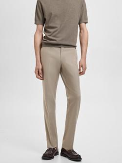 Mango Slim Fit Monaco Tailored Trousers, Light Beige, Light Beige