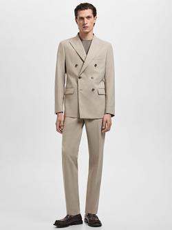 Mango Slim Fit Monaco Tailored Trousers, Light Beige - view 2, Light Beige