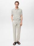 Mango Oyster Linen Trousers, Pastel Brown