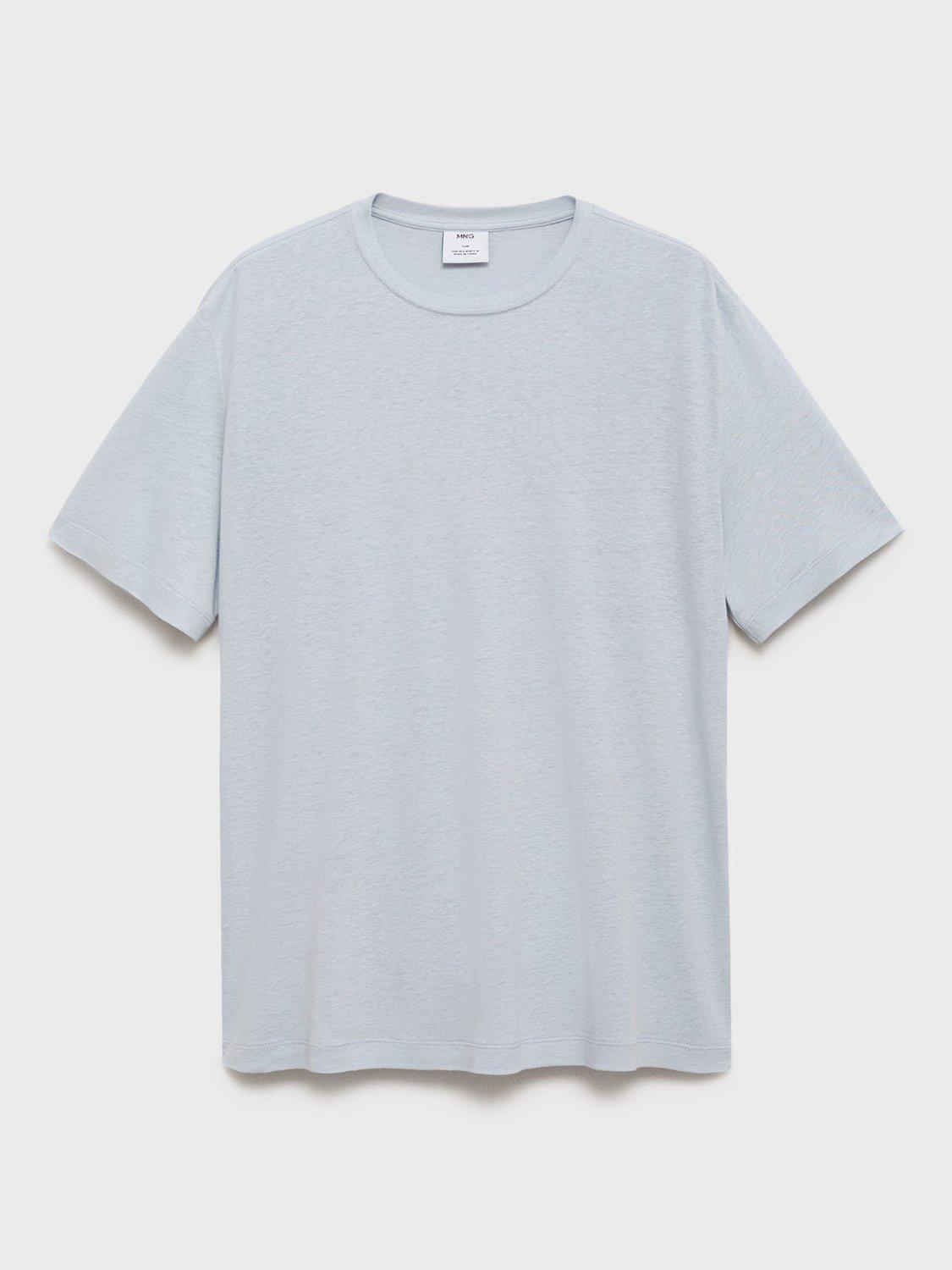 Product image 3 of 9, which shows Mango Liman Linen Blend T-Shirt, Aqua, L