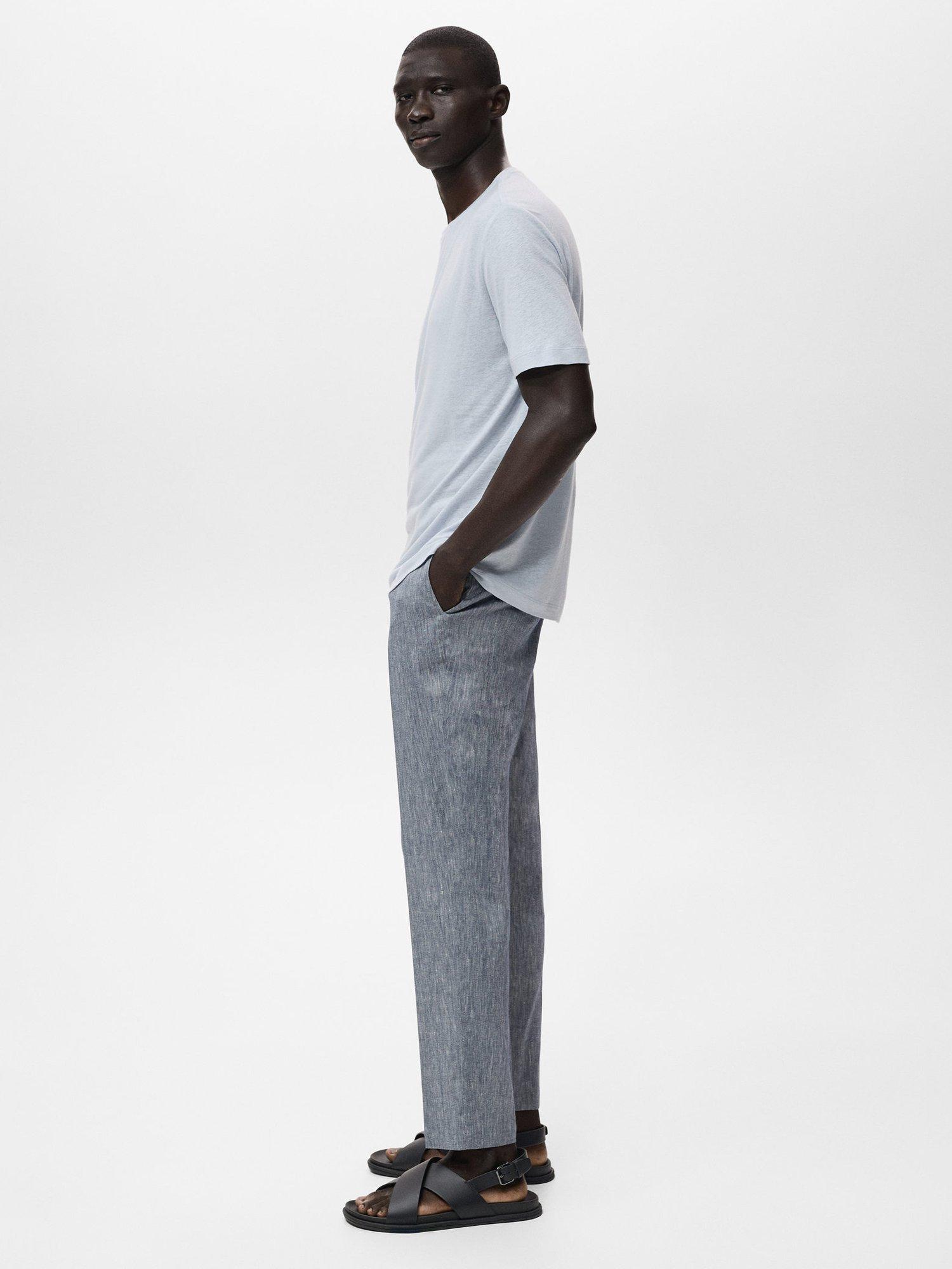 Product image 7 of 9, which shows Mango Liman Linen Blend T-Shirt, Aqua, L