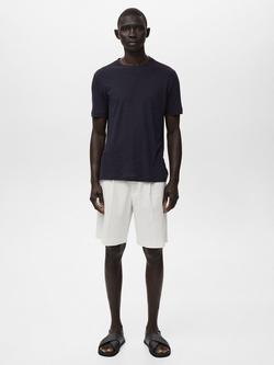 Mango Liman Linen Blend T-Shirt - view 2, Navy
