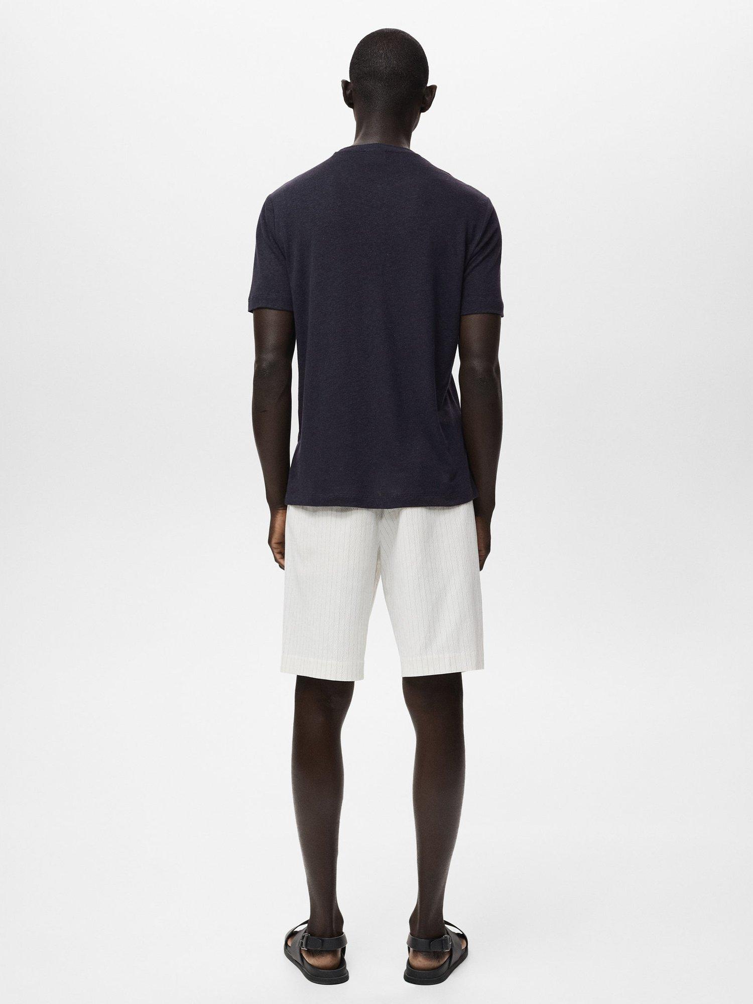 Product image 4 of 8, which shows Mango Liman Linen Blend T-Shirt, Navy, XS