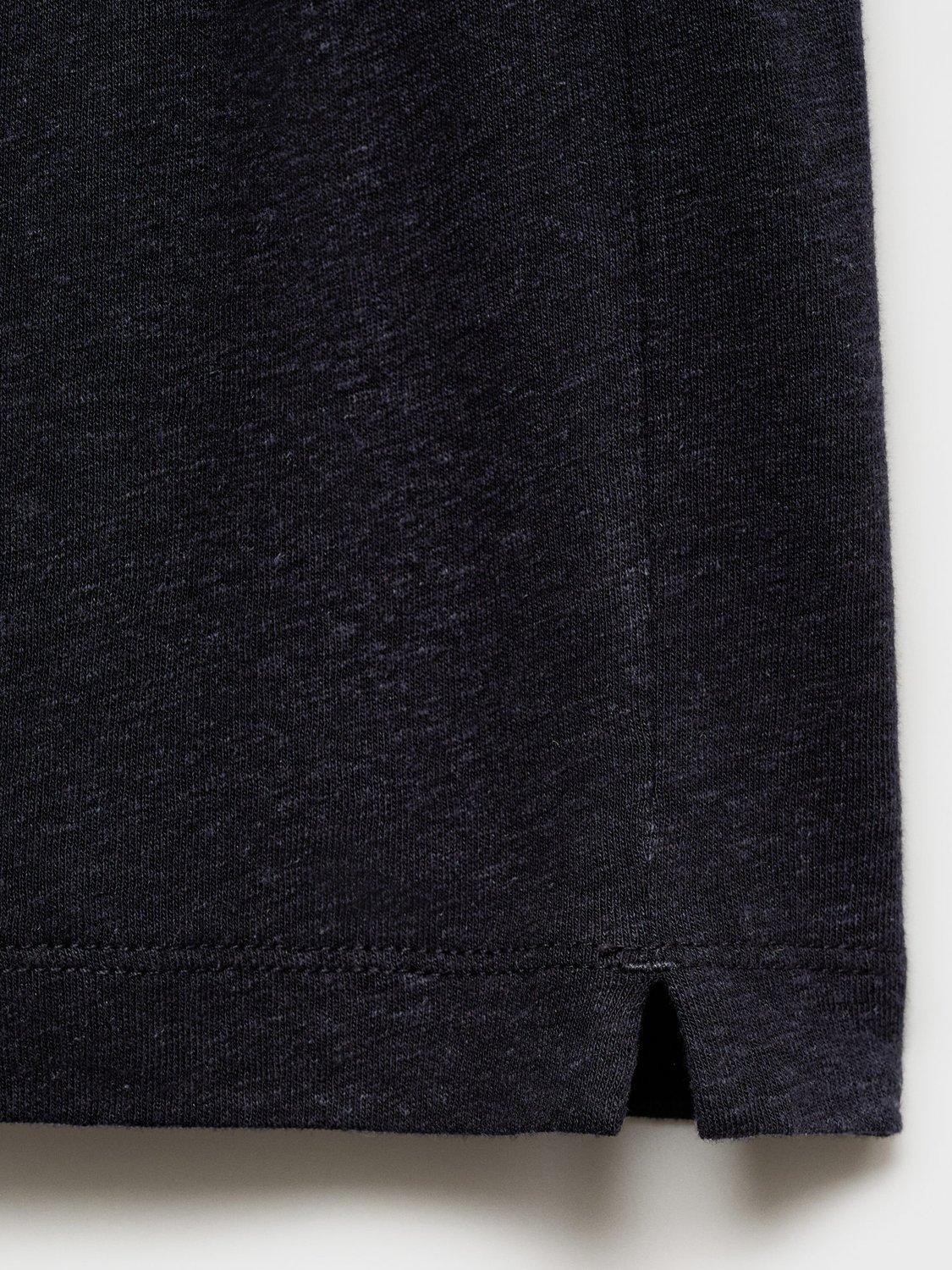 Product image 5 of 8, which shows Mango Liman Linen Blend T-Shirt, Navy, XS