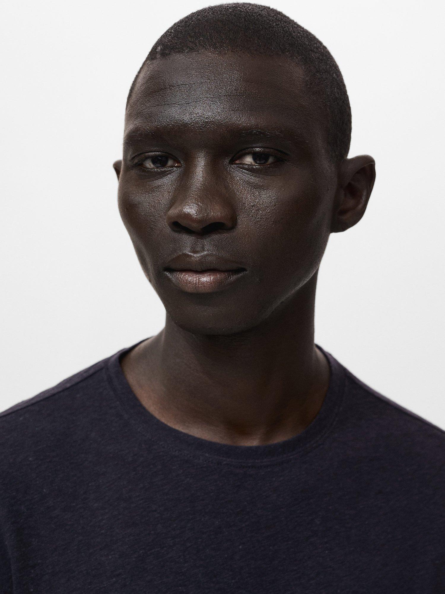 Product image 6 of 8, which shows Mango Liman Linen Blend T-Shirt, Navy, XS