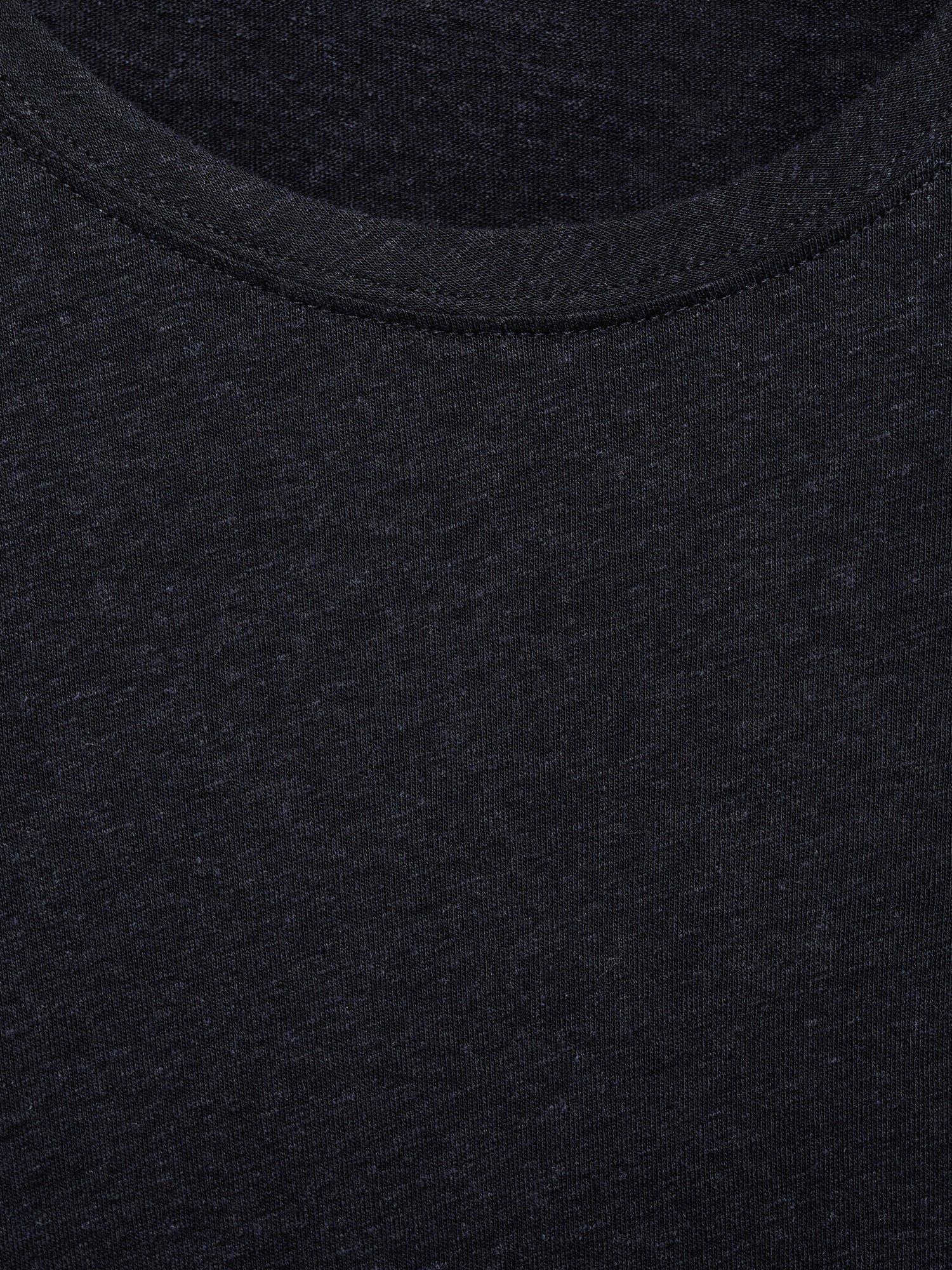 Product image 8 of 8, which shows Mango Liman Linen Blend T-Shirt, Navy, XS
