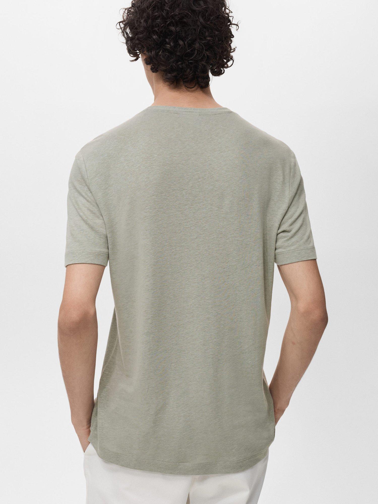 Product image 4 of 9, which shows Mango Liman Linen Blend T-Shirt, Green, XS