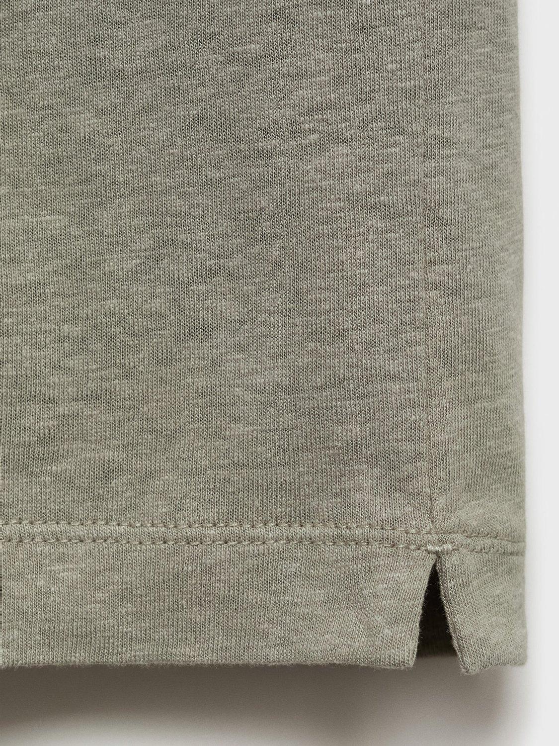 Product image 5 of 9, which shows Mango Liman Linen Blend T-Shirt, Green, XS