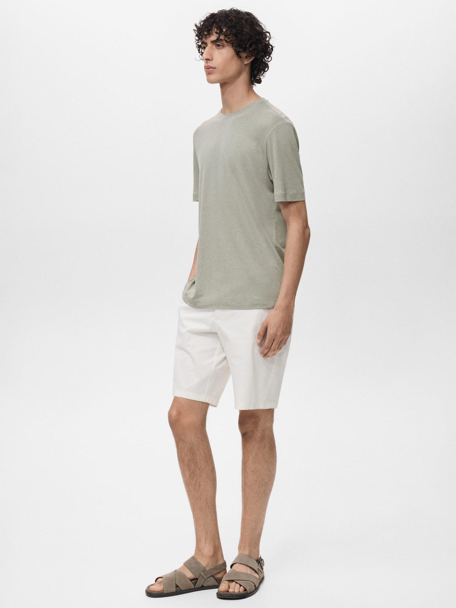 Product image 7 of 9, which shows Mango Liman Linen Blend T-Shirt, Green, XS