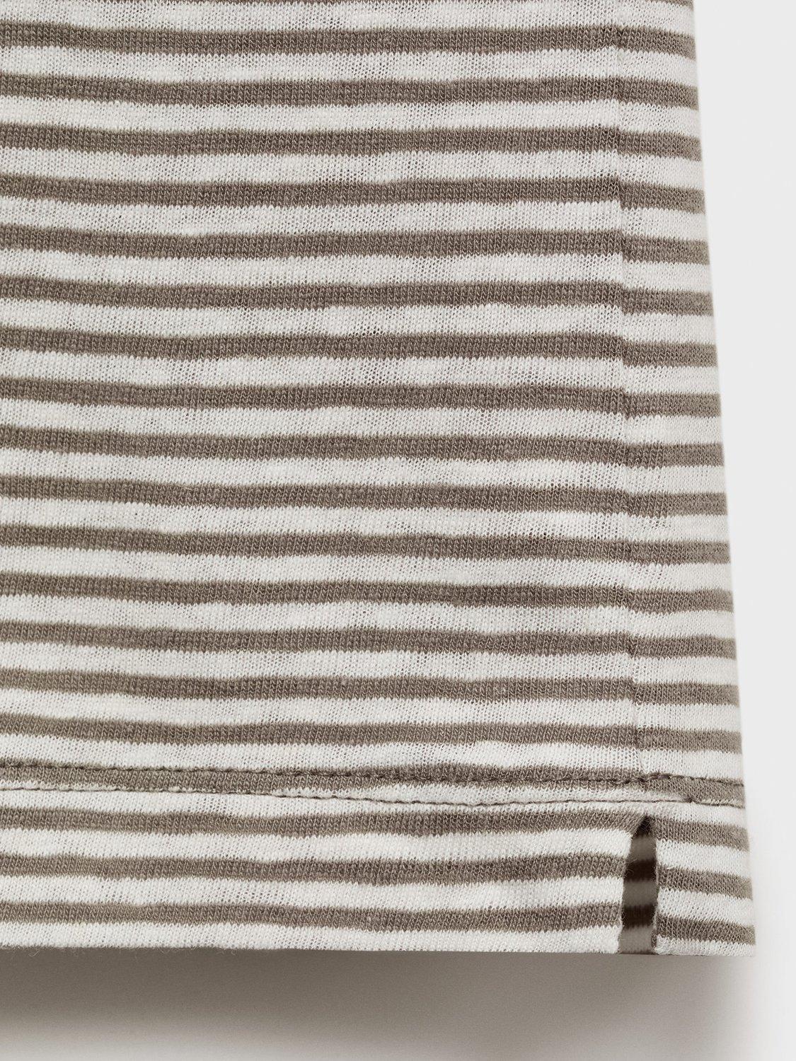 Product image 5 of 8, which shows Mango Limar Stripe Linen Blend T-Shirt, Natural White, XXL