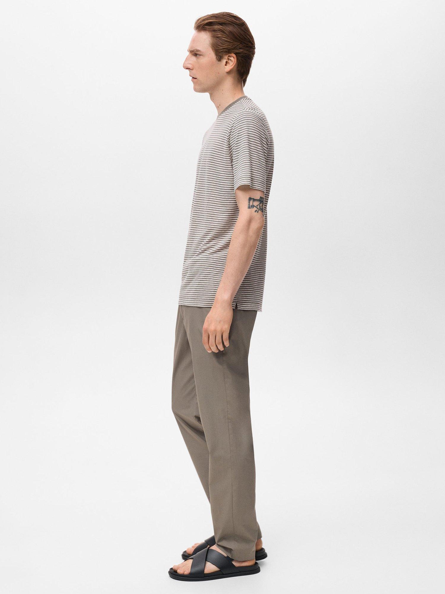Product image 7 of 8, which shows Mango Limar Stripe Linen Blend T-Shirt, Natural White, XXL