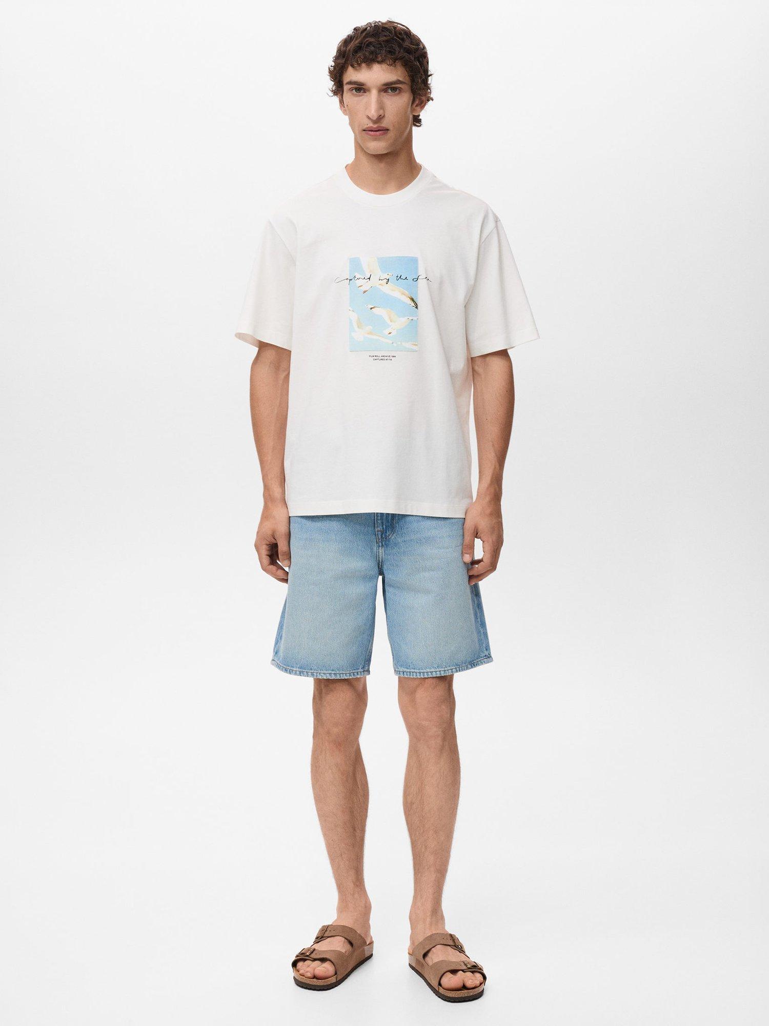 Product image 2 of 8, which shows Mango Seagull Graphic Print Cotton T-Shirt, White/Multi, XS